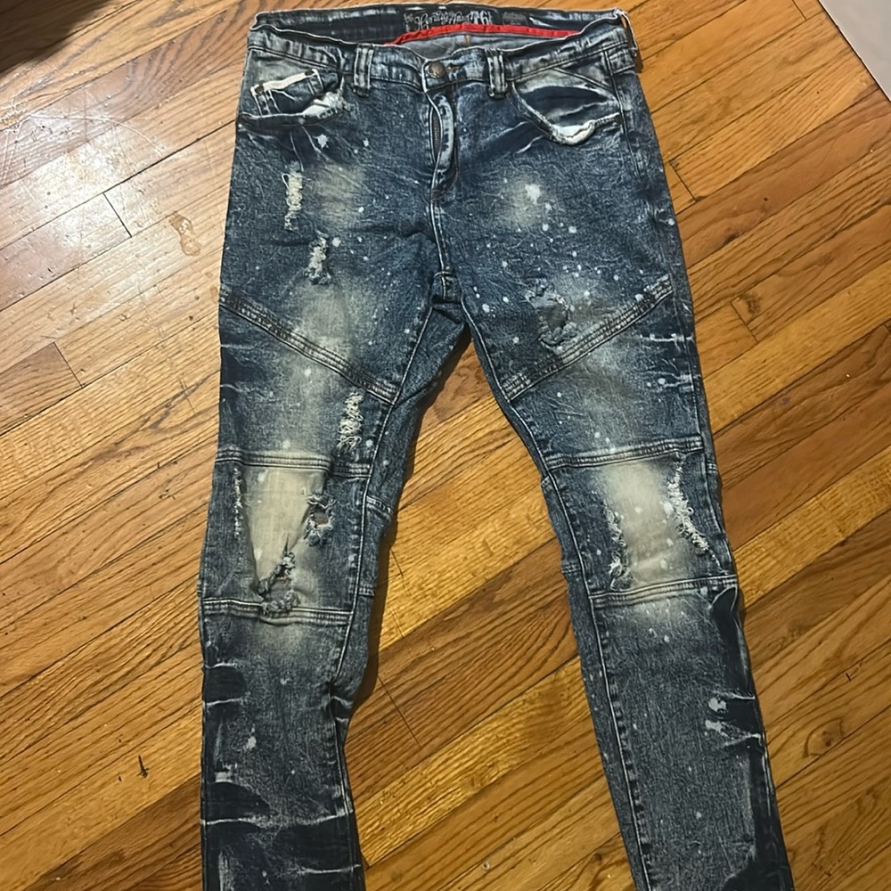 Men's Blue Distressed Skinny Jeans